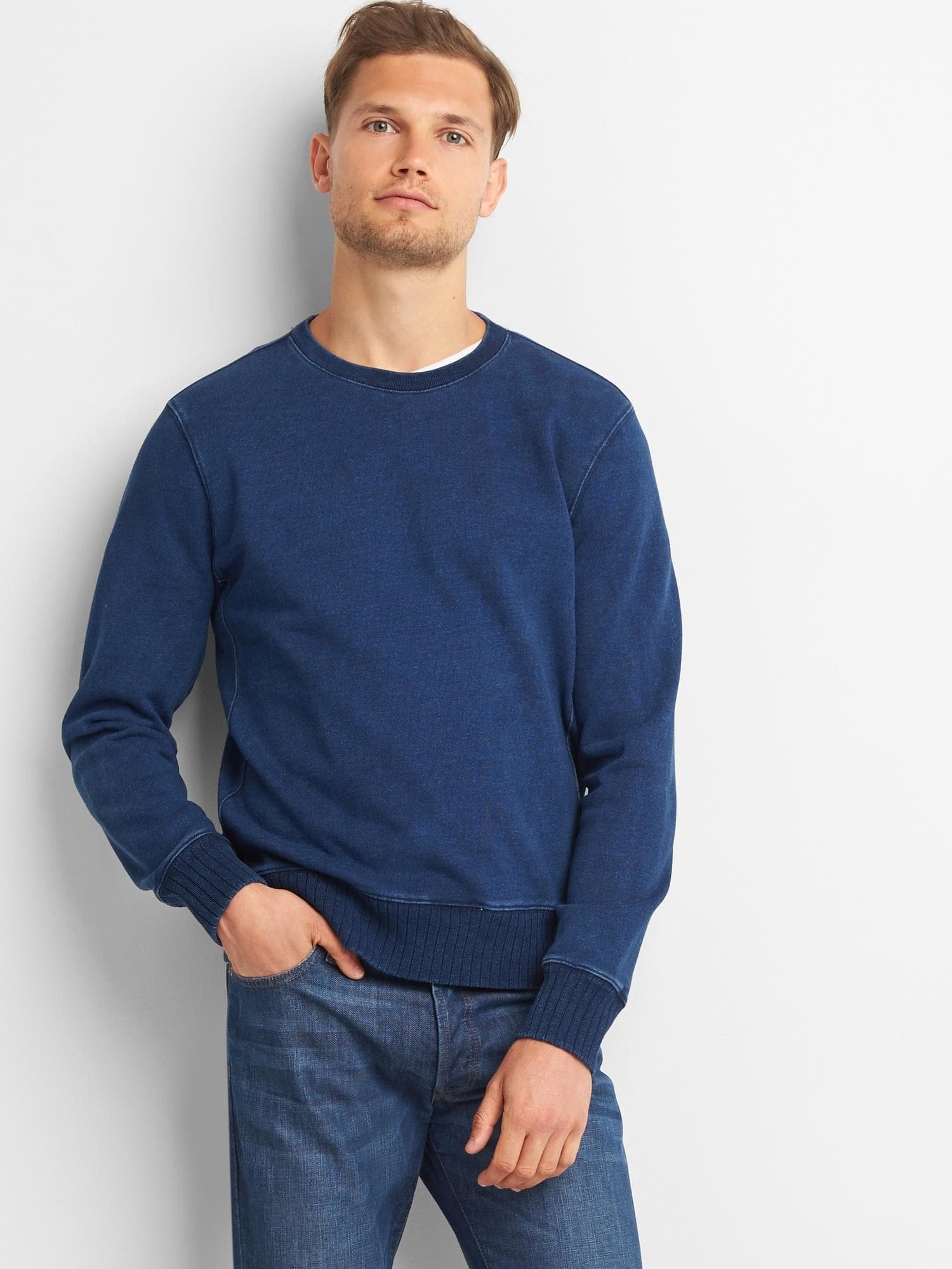 Indigo sıfır yaka sweatshirt product image