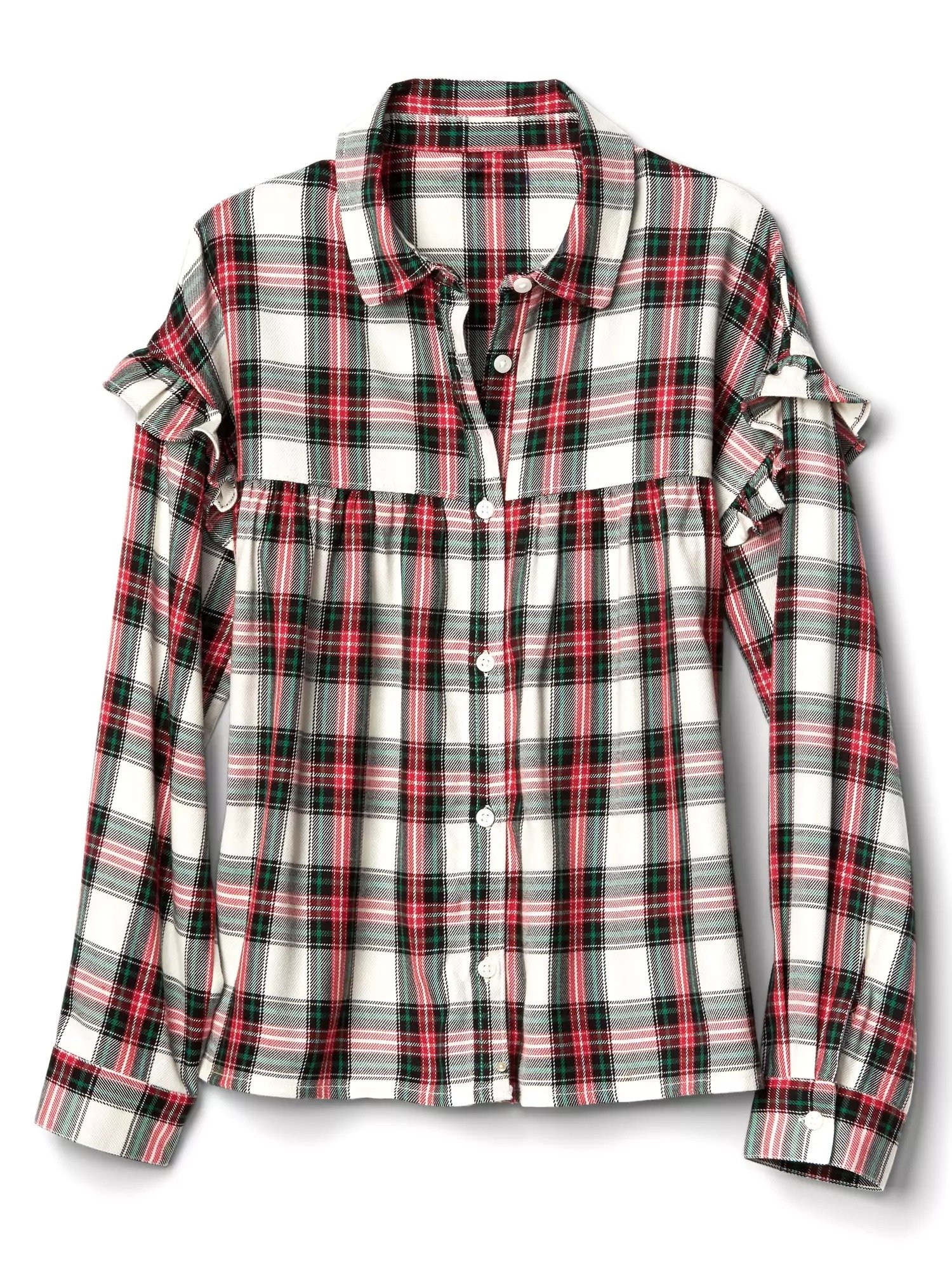Fırfır Detaylı Uzun Kollu Ekose Gömlek product image