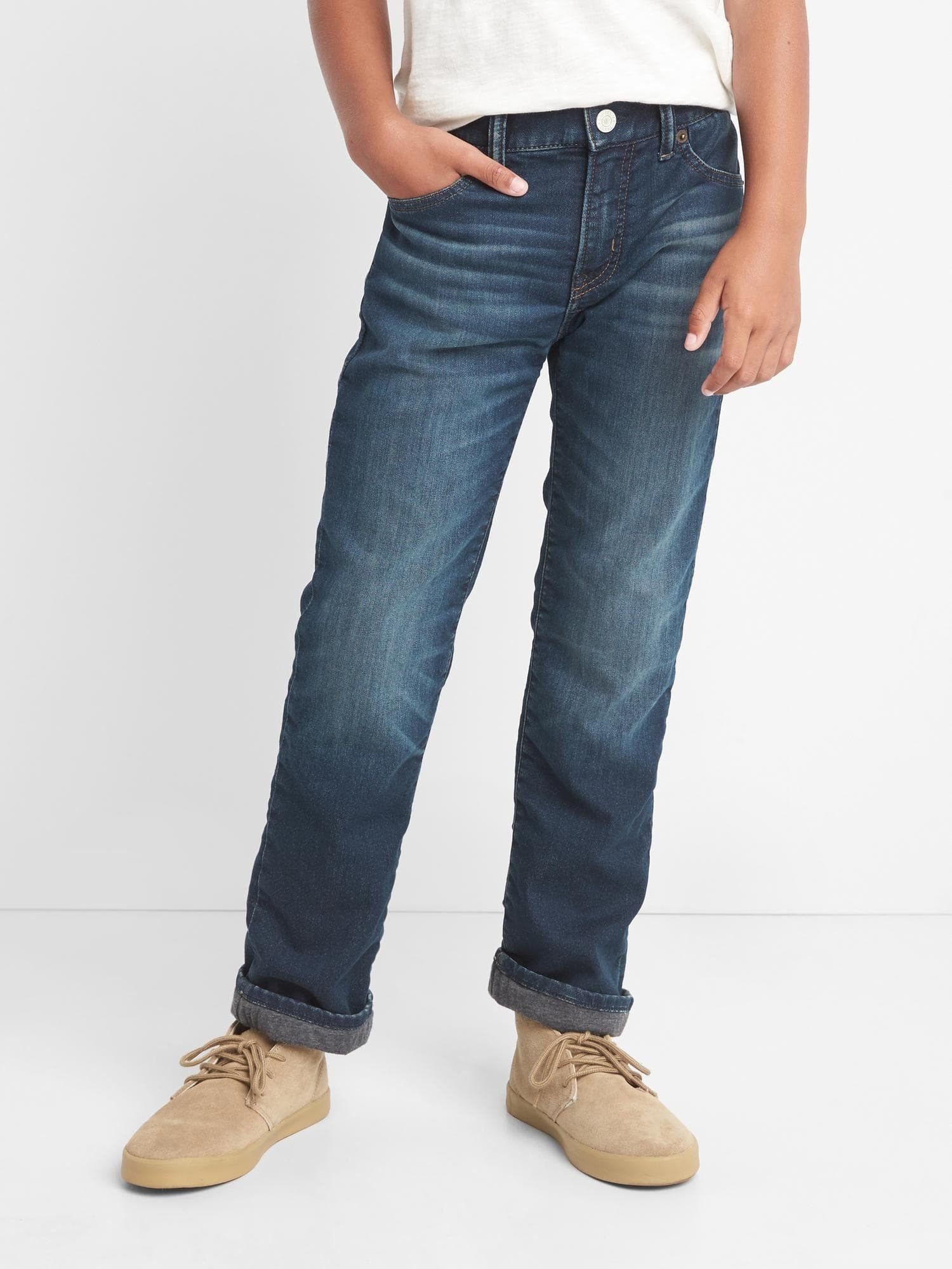 Yumuşak dokulu streç straight jean pantolon product image