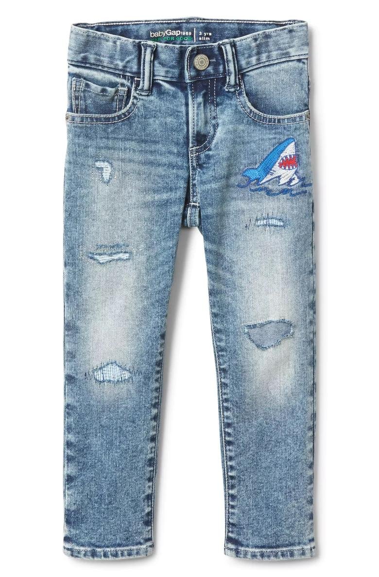  Gap for Good Slim Fit Fantastiflex köpek balığı detaylı jean pantolon