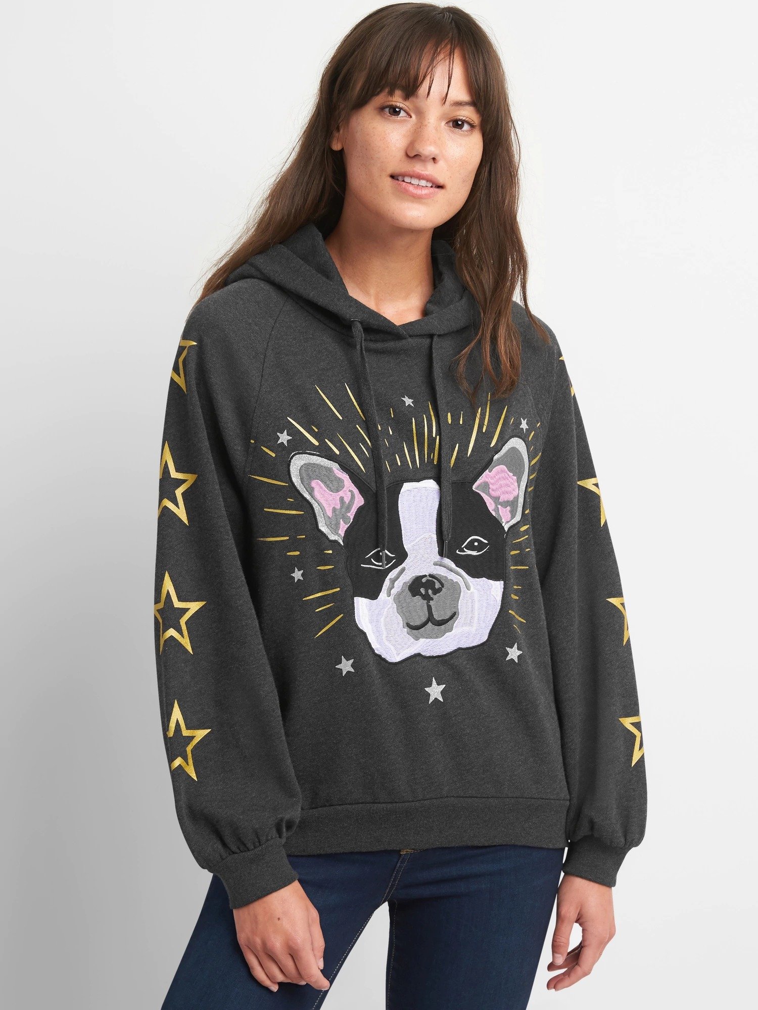 Desenli kapüşonlu sweatshirt product image