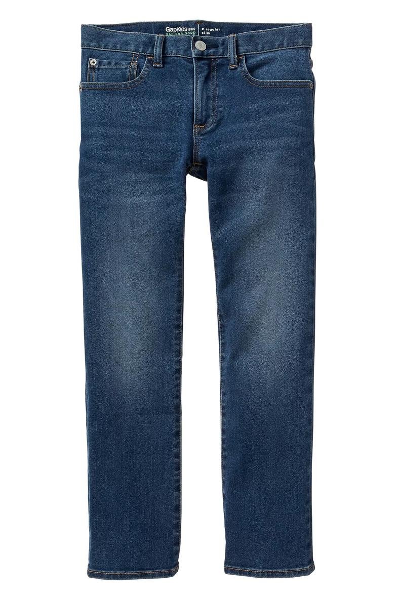 Slim orta mavi yıkamalı jean pantolon