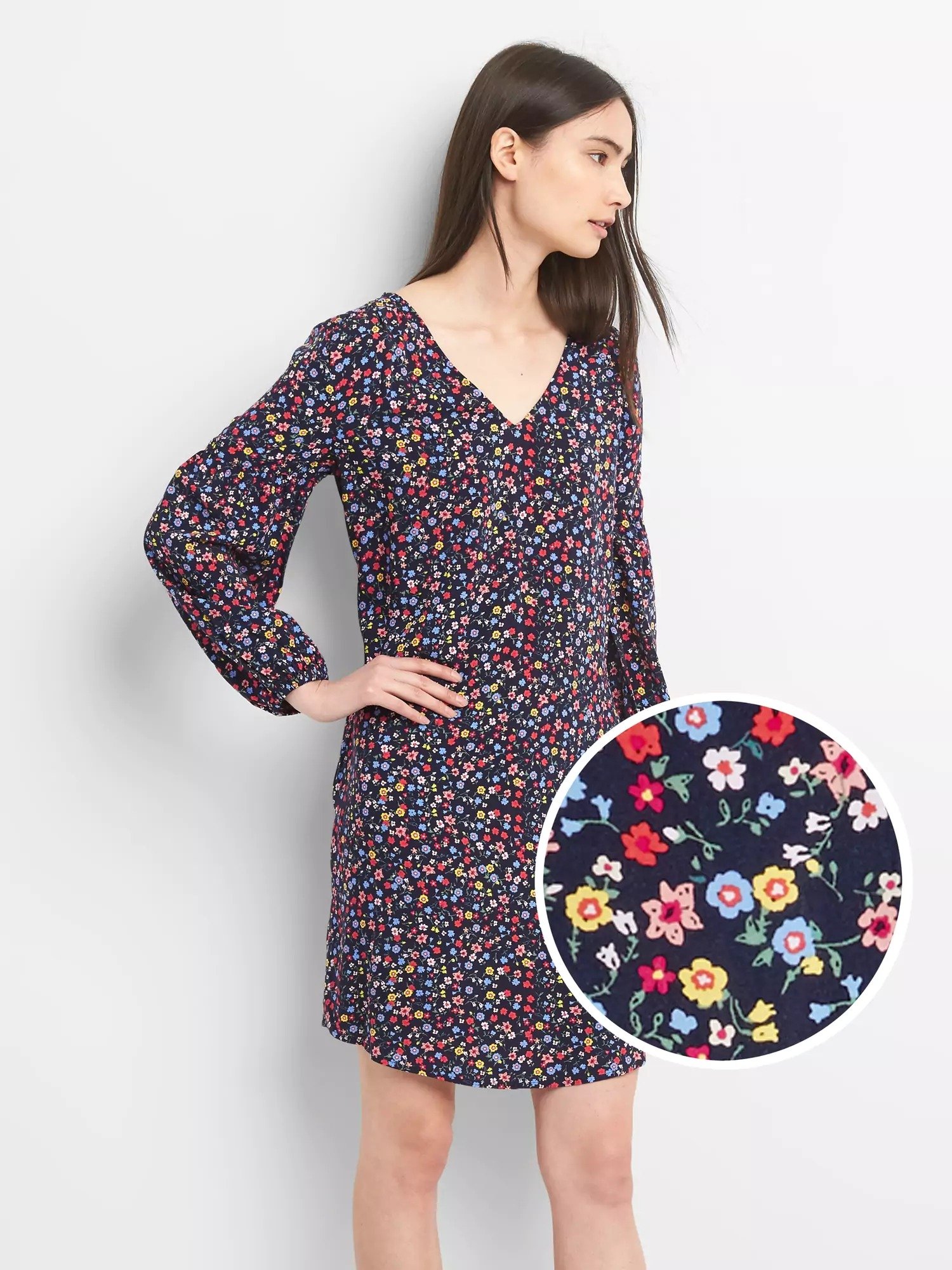 Uzun kollu çiçek desenli elbise product image
