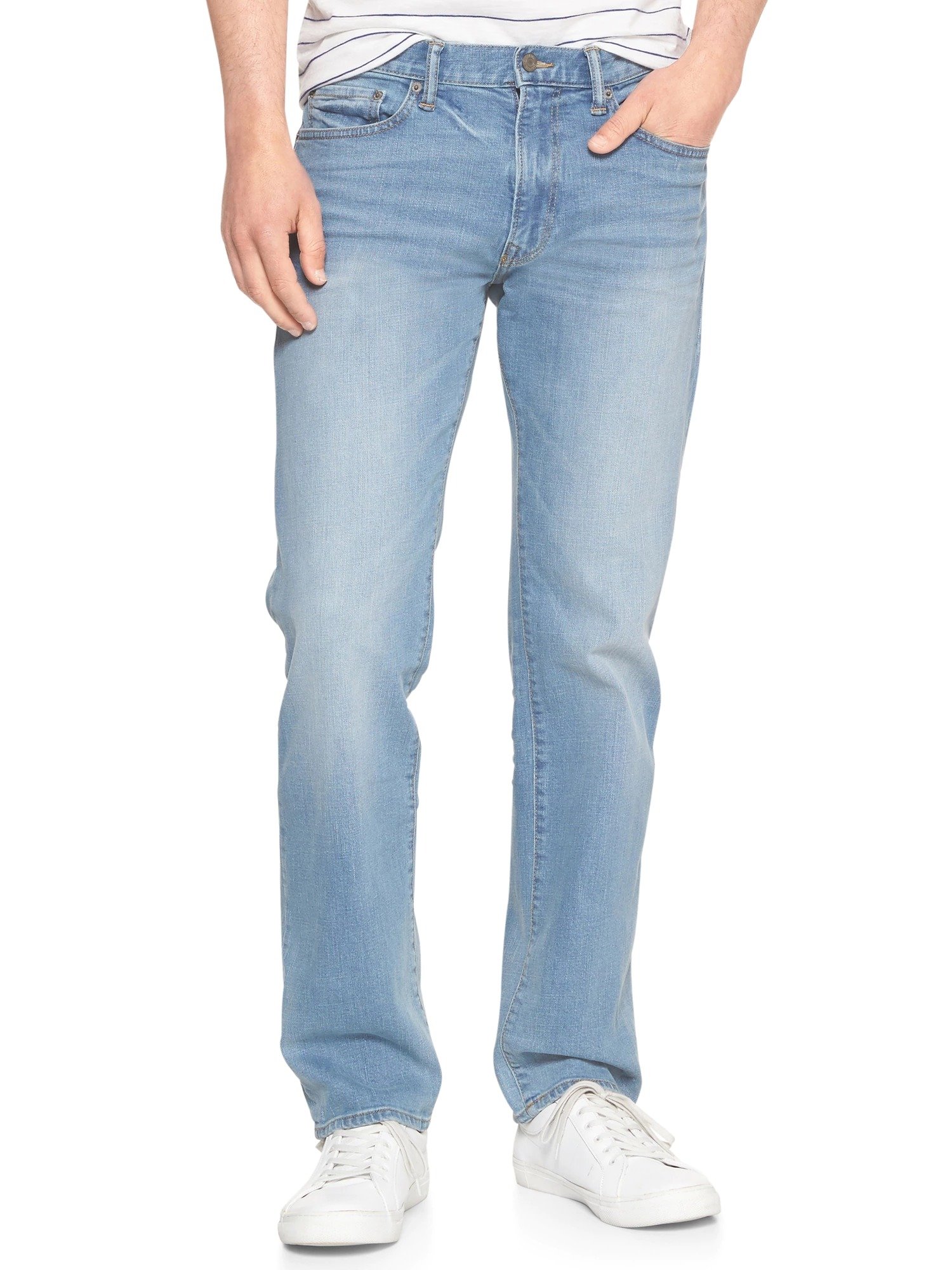 Straight fit açık renk yıkamalı jean pantolon product image