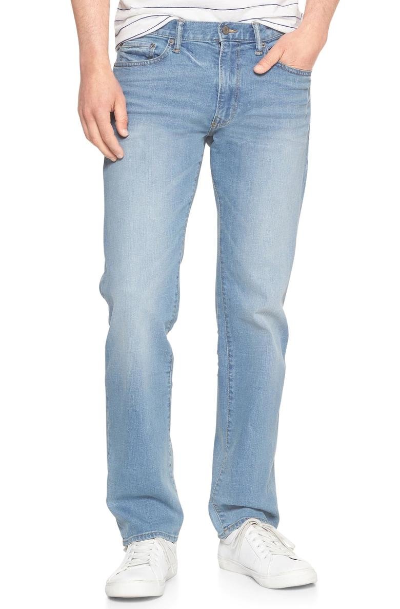  Straight fit açık renk yıkamalı jean pantolon