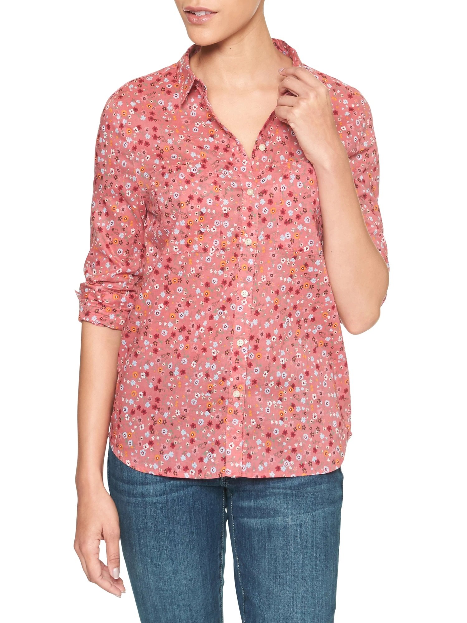 Uzun kollu çiçek desenli gömlek product image