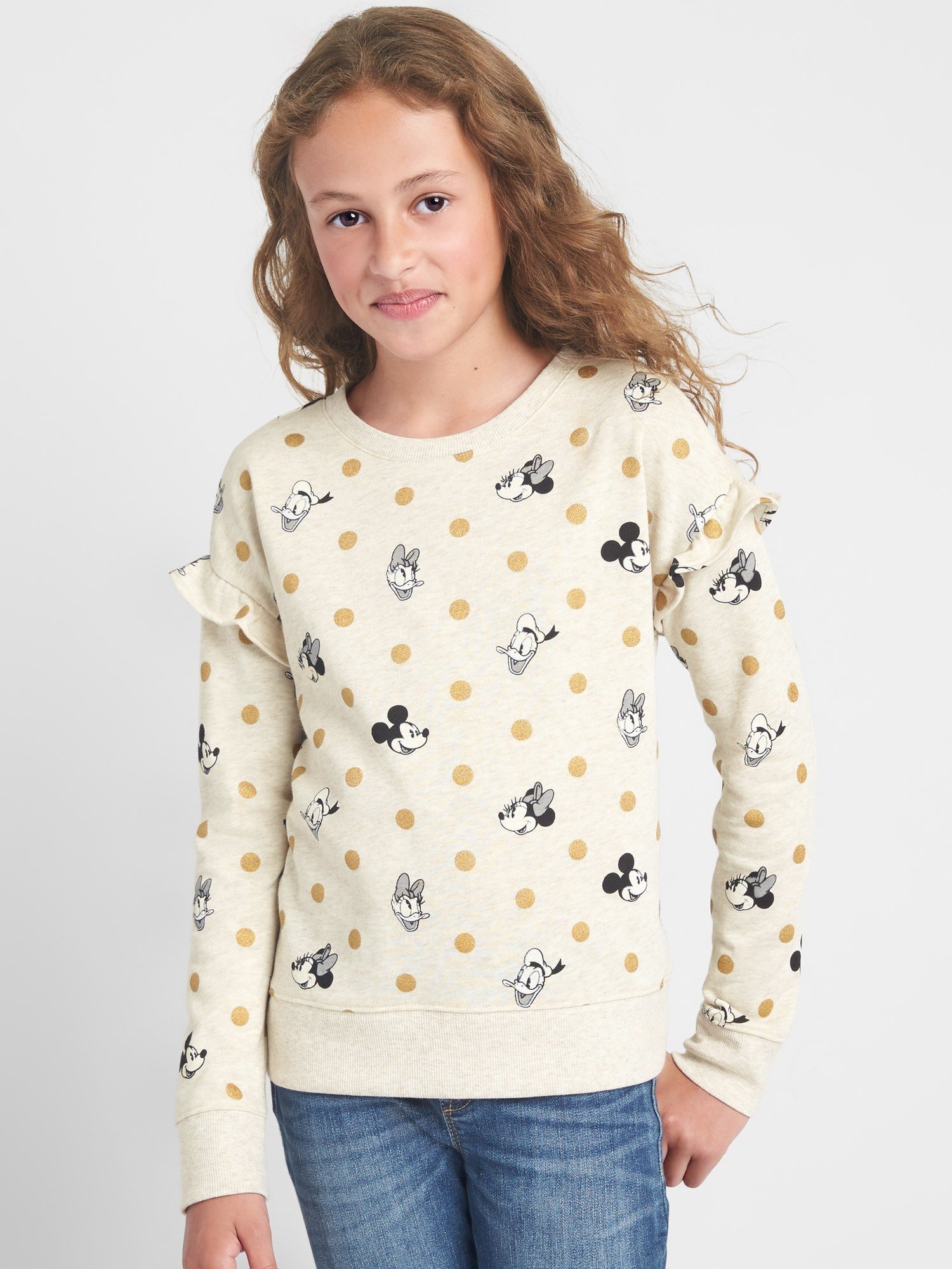 GapKids | Disney Mickey Mouse and Minnie Mouse fırfırlı sweatshirt product image