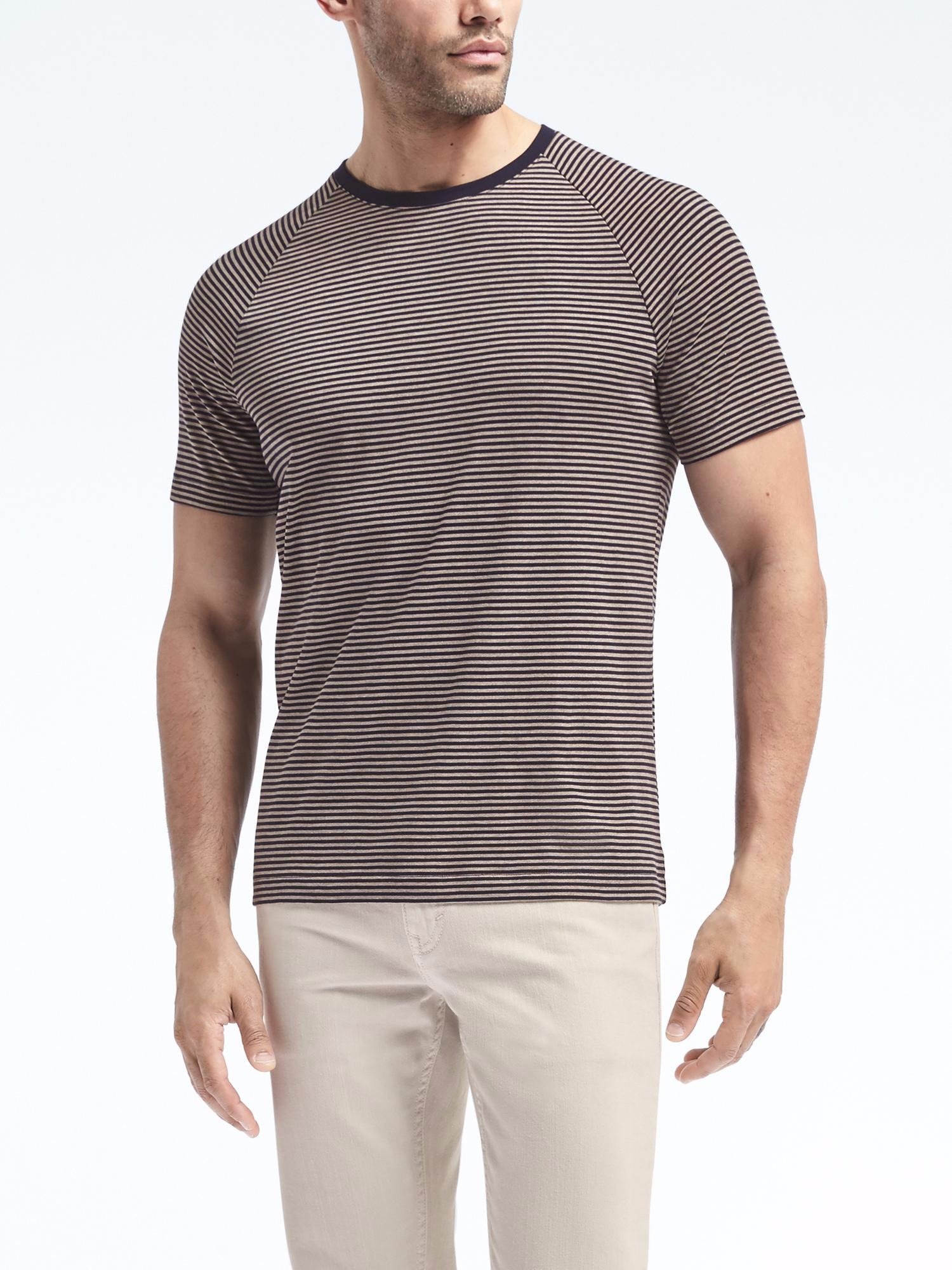 Luxury-Touch Çizgili Reglan Kollu Sıfır Yaka T-Shirt product image