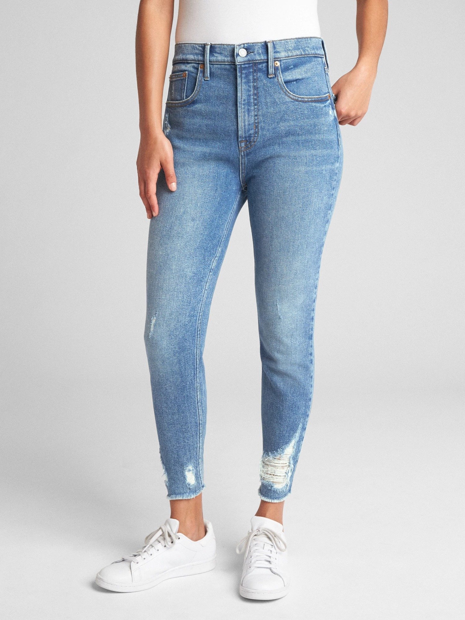 Yüksek belli true skinny kısa jean pantolon product image