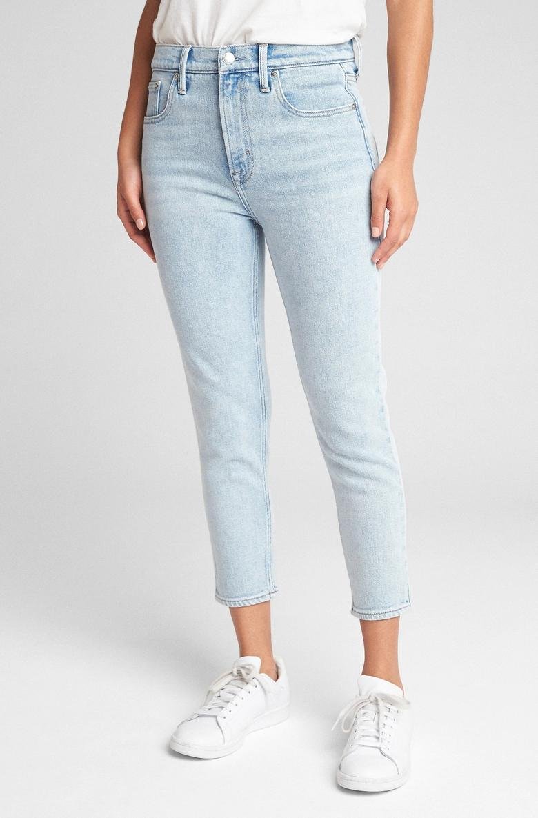  Super yüksek belli true skinny crop jean pantolon
