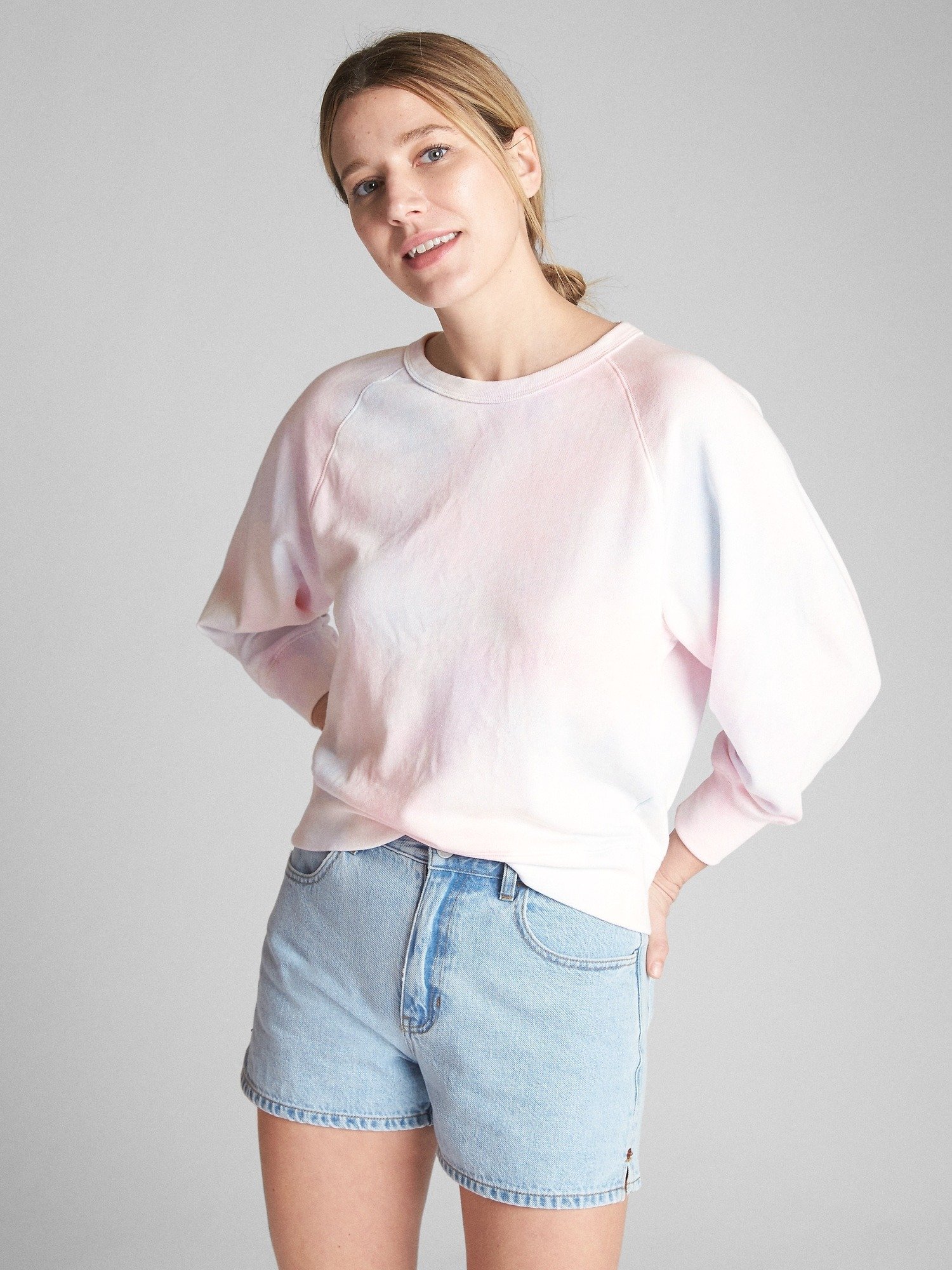 Sıfır yaka fransız havlu kumaşı sweatshirt product image