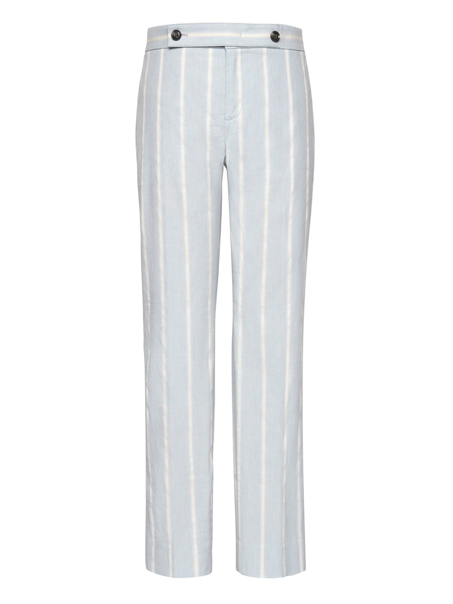Avery Straight-Fit Keten ve Pamuklu Çizgili Streç Pantolon product image