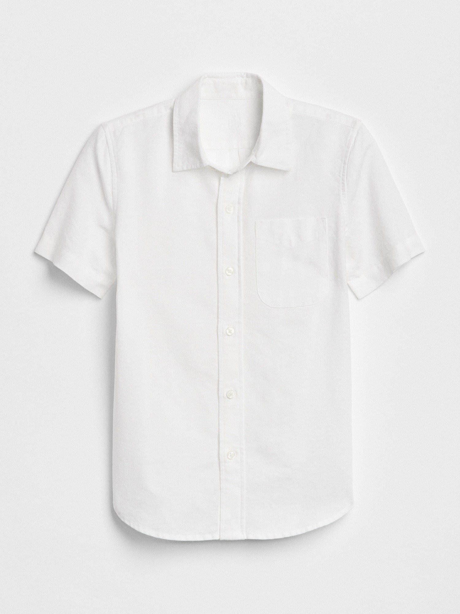 Kısa kollu keten ve pamuk karışımlı gömlek product image