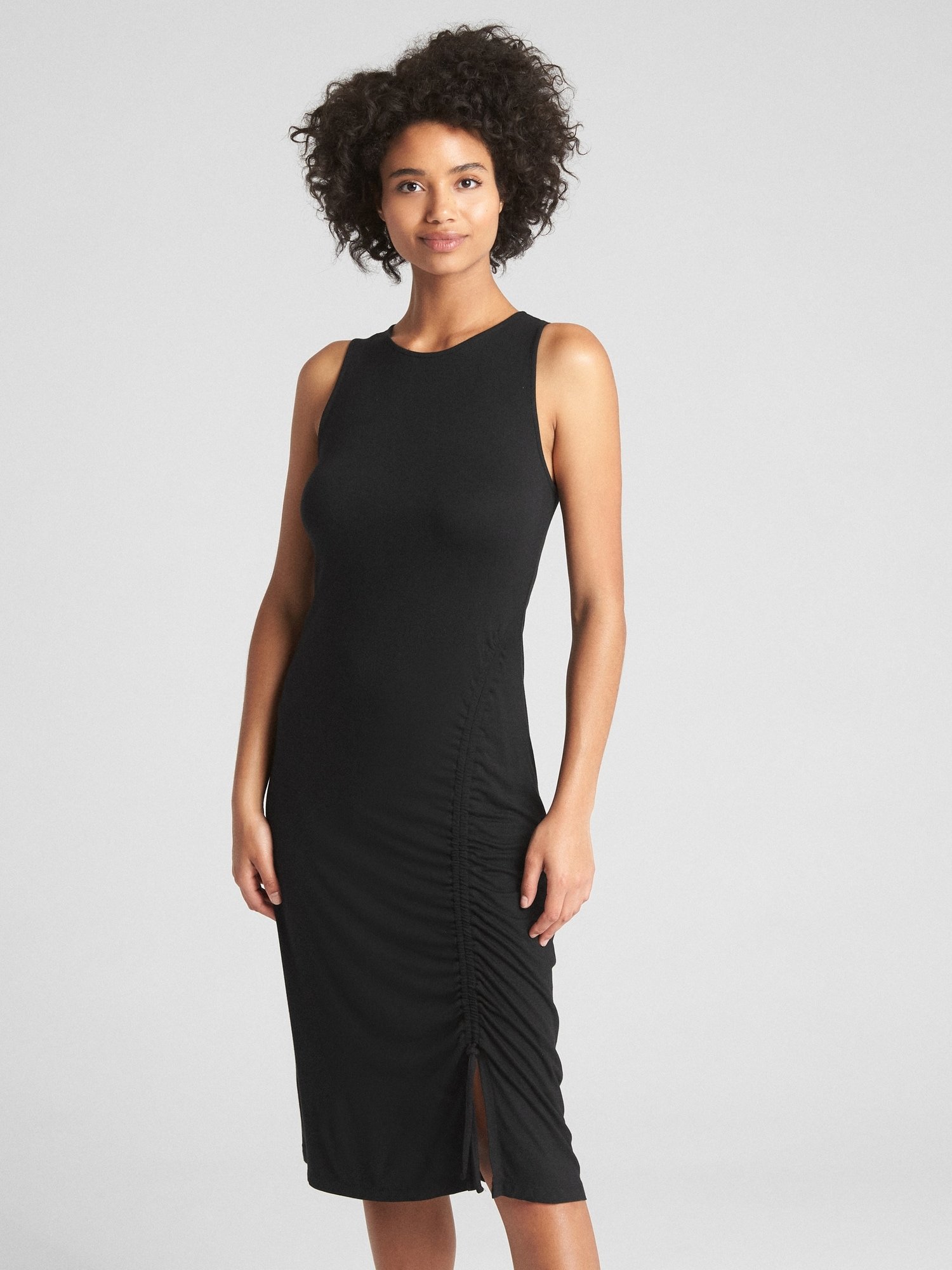 Büzgülü Kolsuz Midi Elbise product image