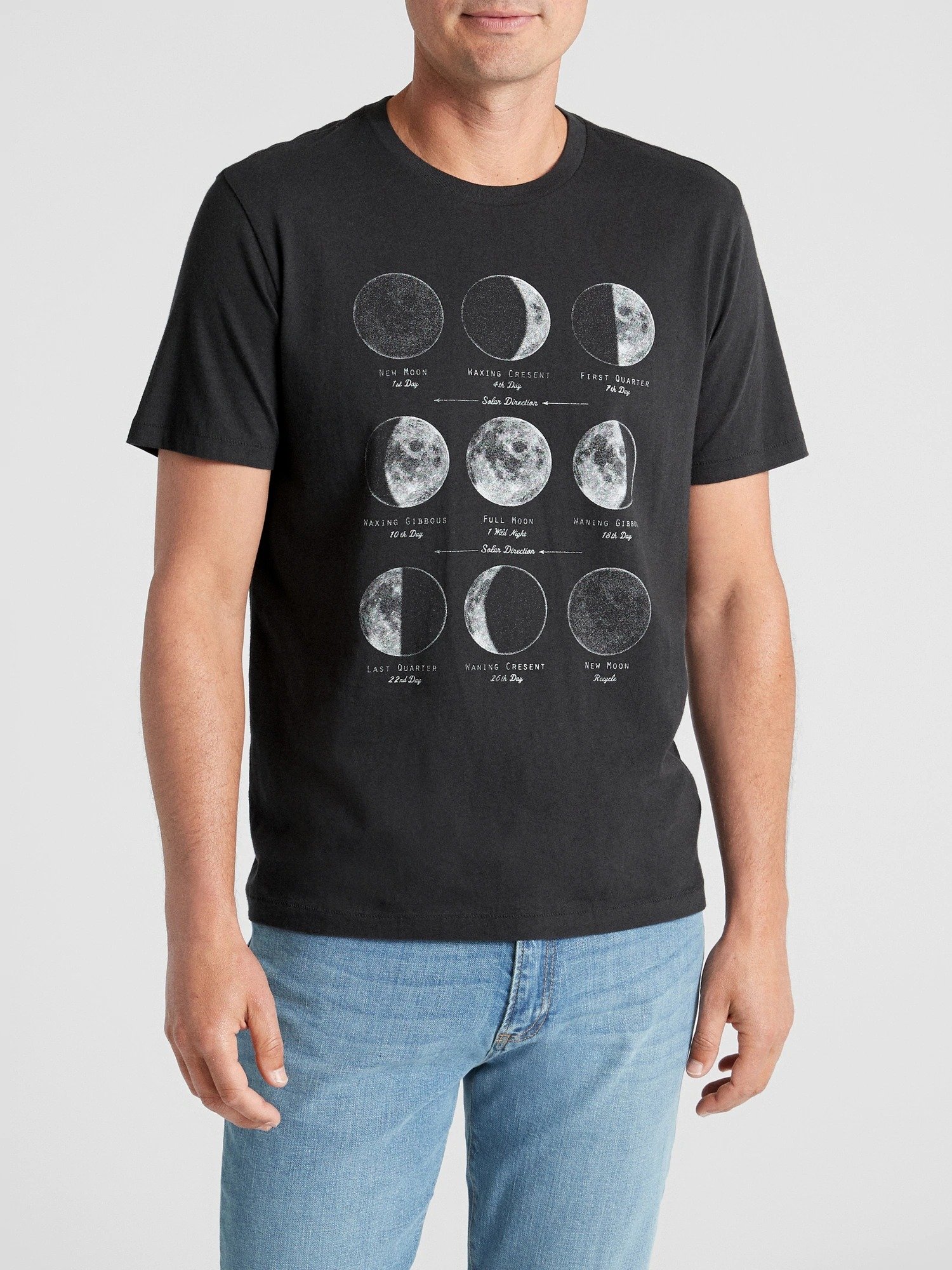 Ay Desenli Sıfır Yaka Jarse T-Shirt product image