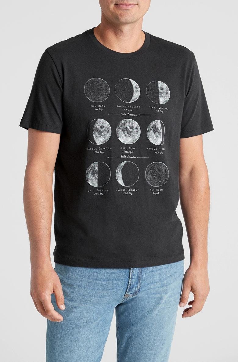  Ay Desenli Sıfır Yaka Jarse T-Shirt
