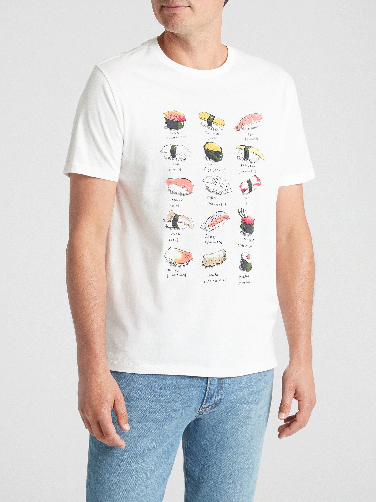 Sushi Baskılı Sıfır Yaka Jarse T-Shirt product image