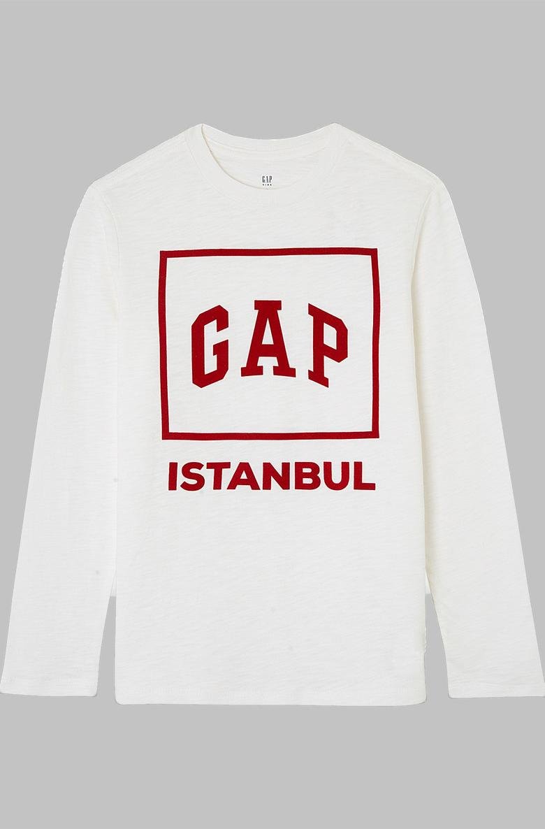  Uzun Kollu Gap Logo İstanbul T-Shirt