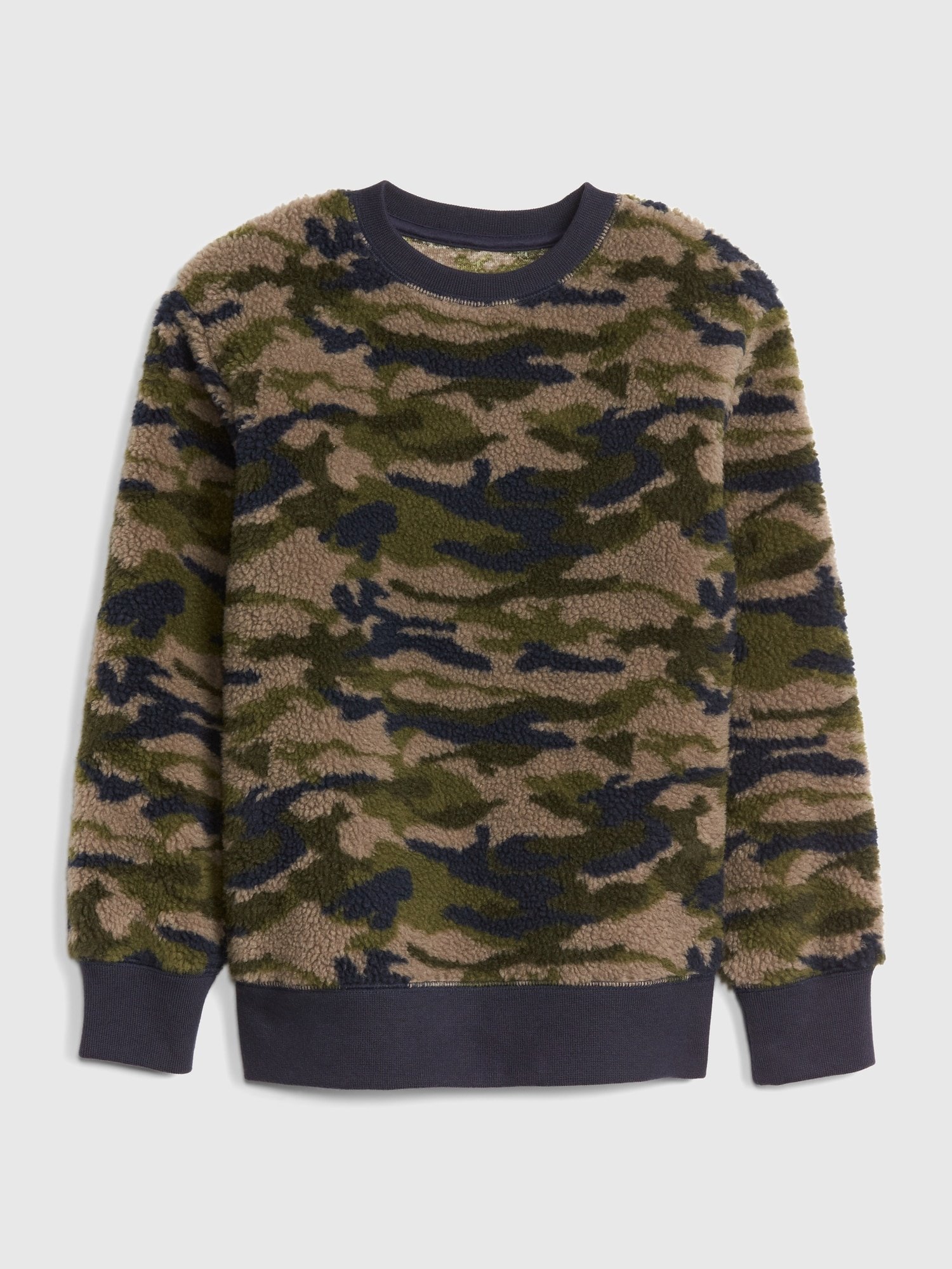 Desenli Sıfır Yaka Sherpa Sweatshirt product image