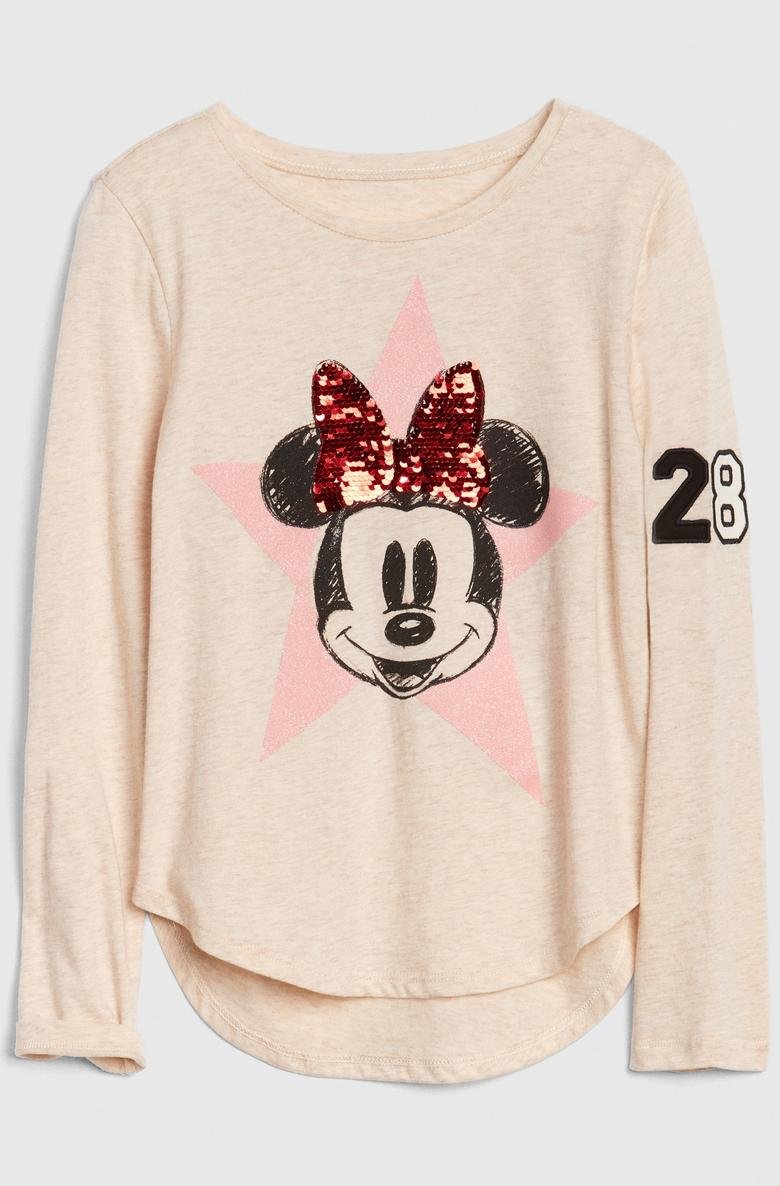  GapKids | Disney Mickey Mouse ve Minnie Mouse Değişen Pullu T-Shirt