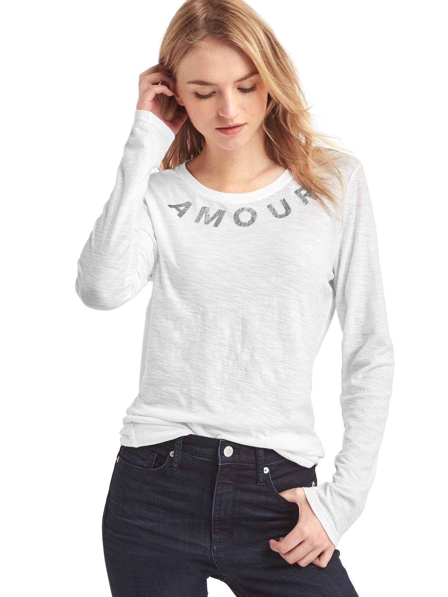 Amour İşlemeli Uzun Kollu T-Shirt product image