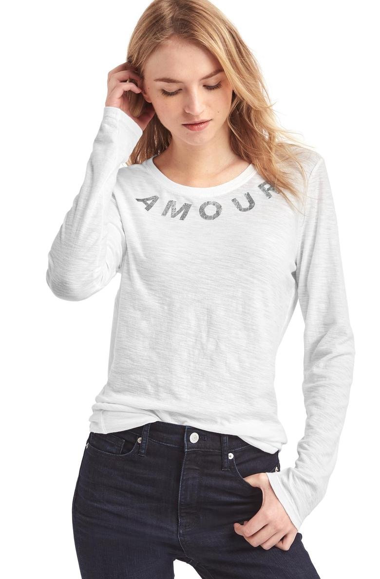  Amour İşlemeli Uzun Kollu T-Shirt