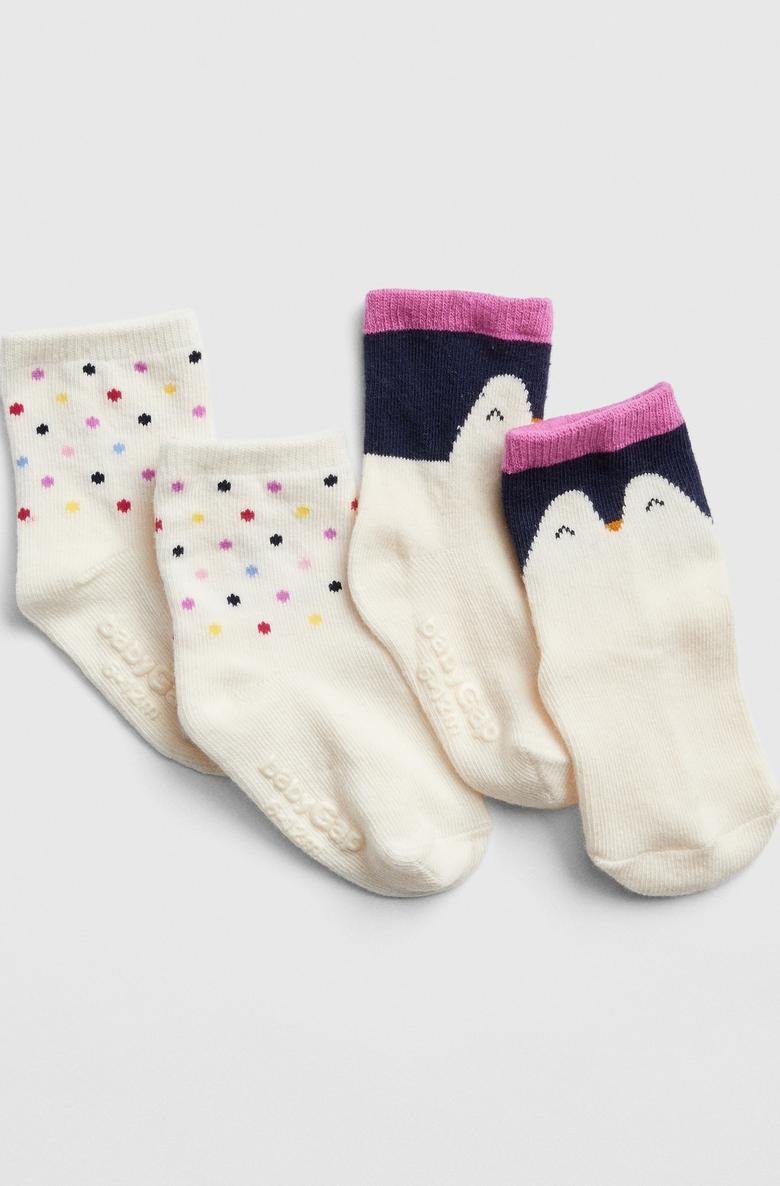  2'li Penguen Desenli Çorap