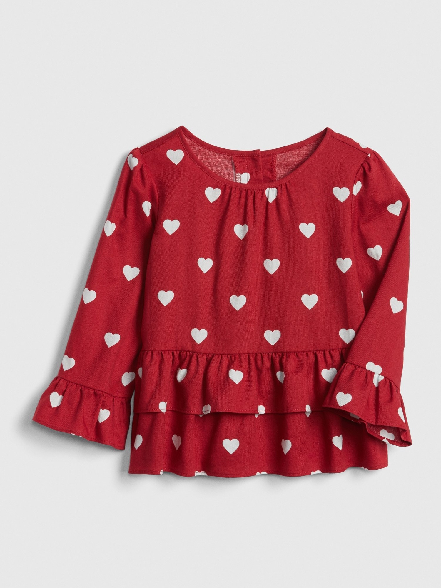 Kalp Desenli Fırfır Detaylı Bluz product image