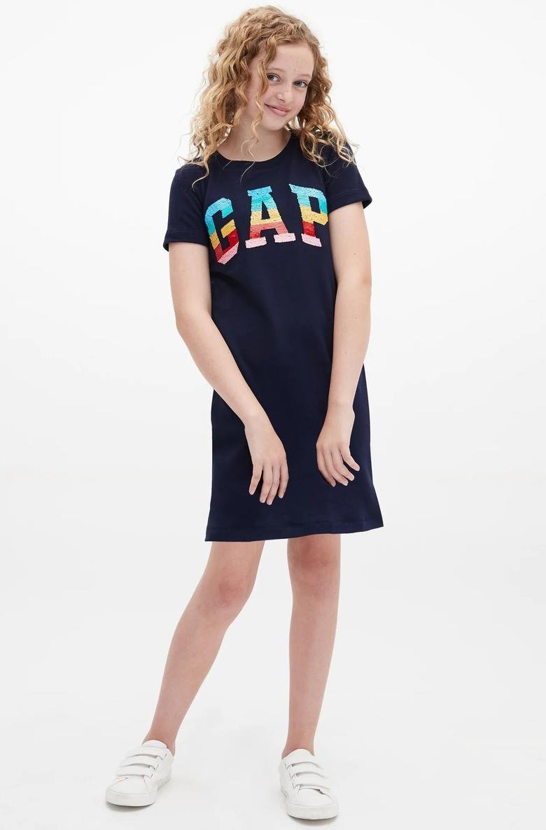  Gap Logo Değişen Pullu T-Shirt Elbise