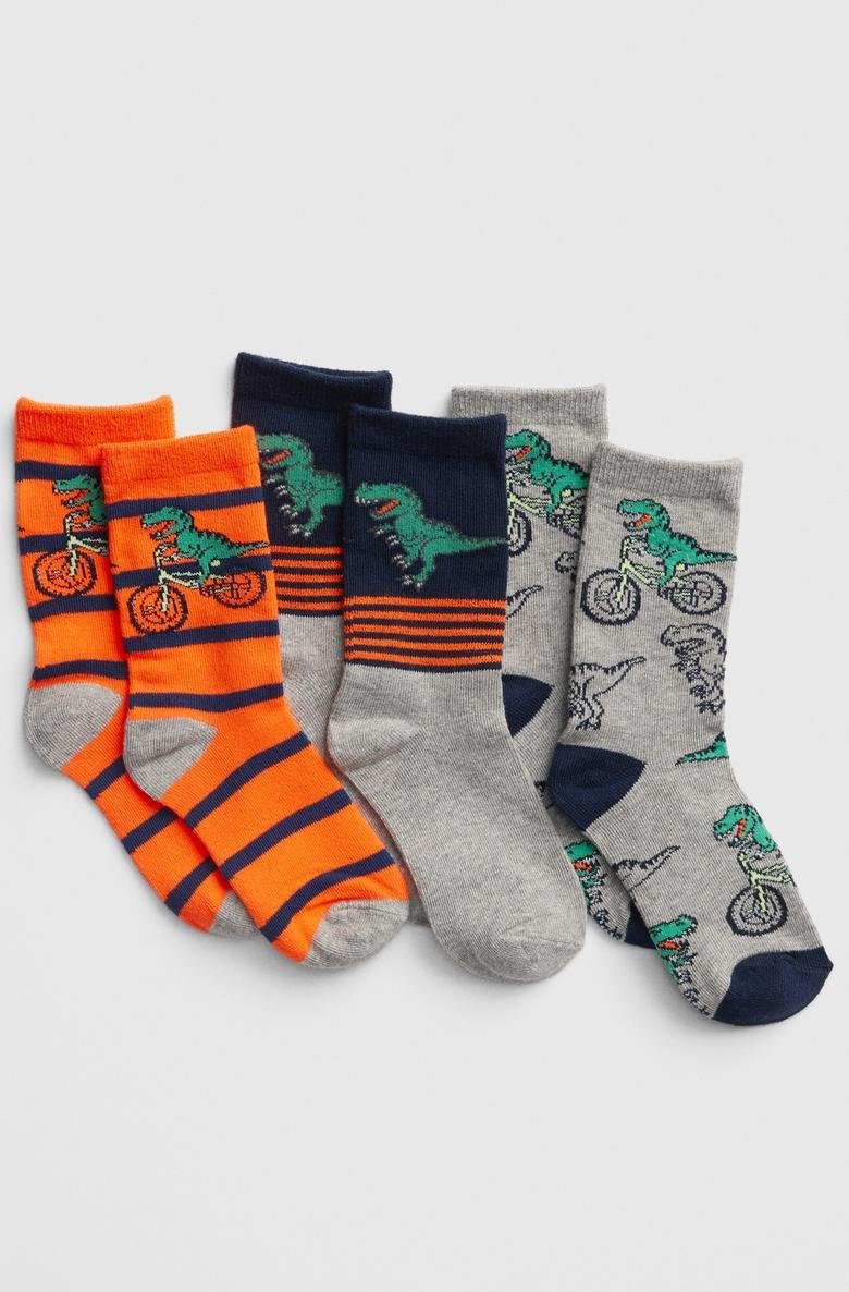  3'lü Dinozor Desenli Çorap
