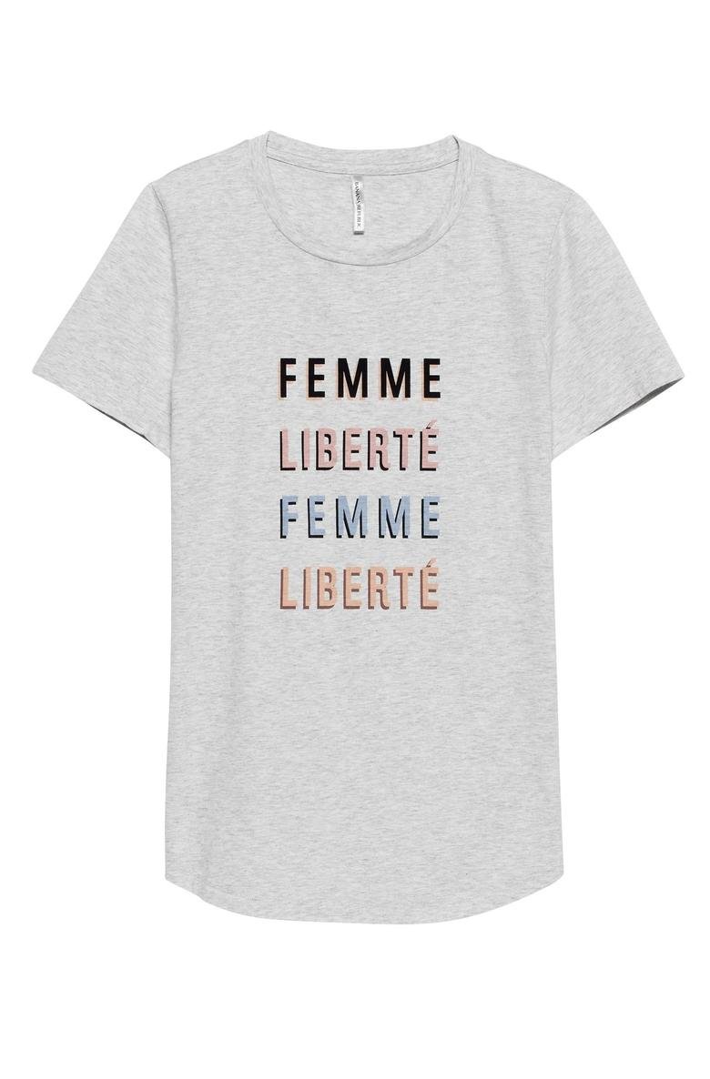  Femme Liberté Baskılı T-Shirt