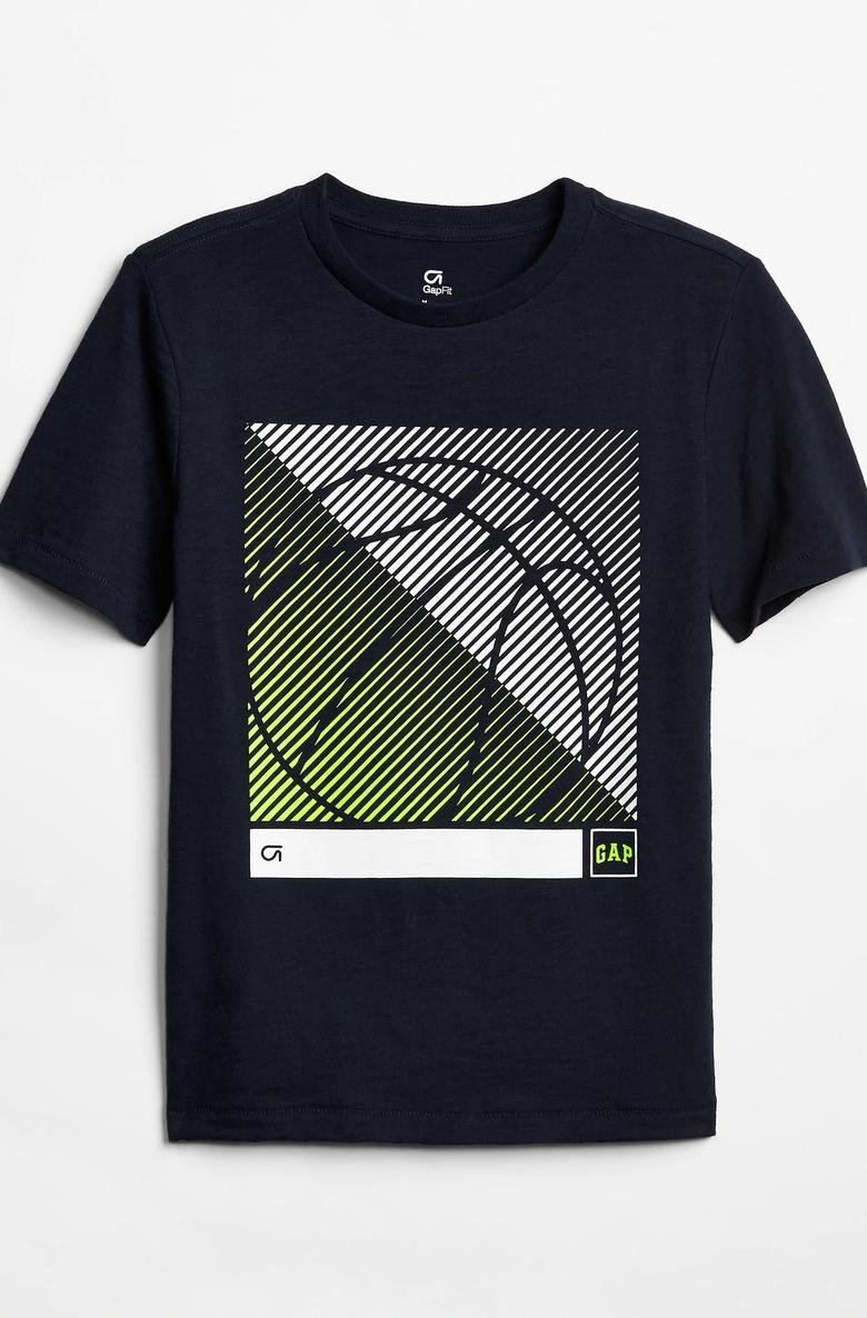  GapFit Baskılı Sıfır Yaka T-Shirt