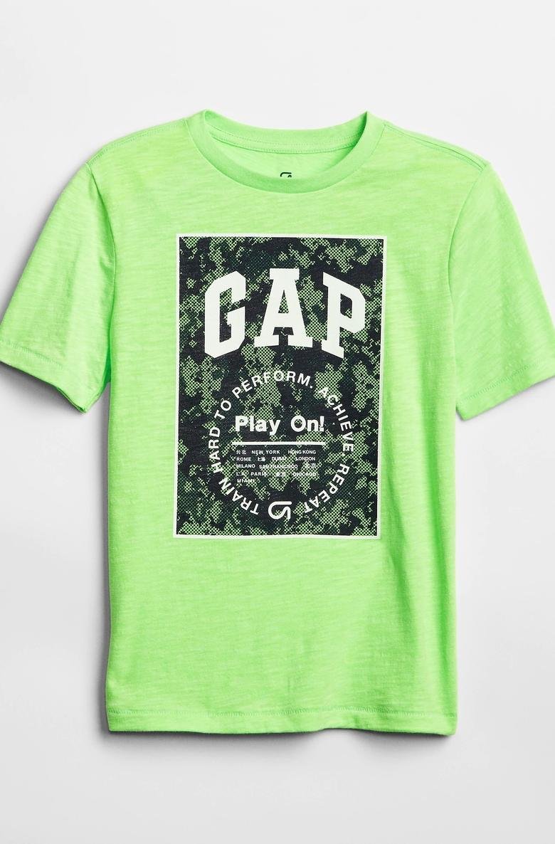  GapFit Baskılı Sıfır Yaka T-Shirt