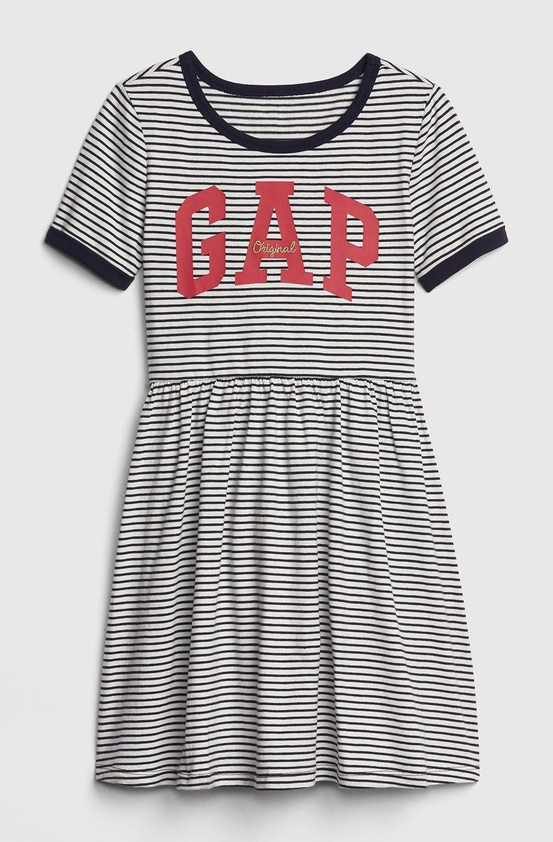 Gap Logo Çizgili Kısa Kollu Elbise