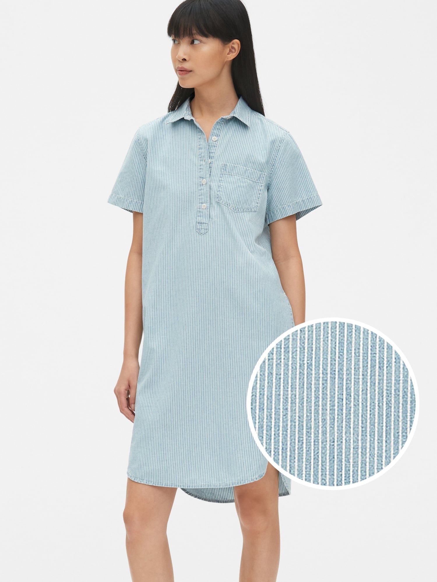 Perfect Şeritli Denim Gömlek Elbise product image
