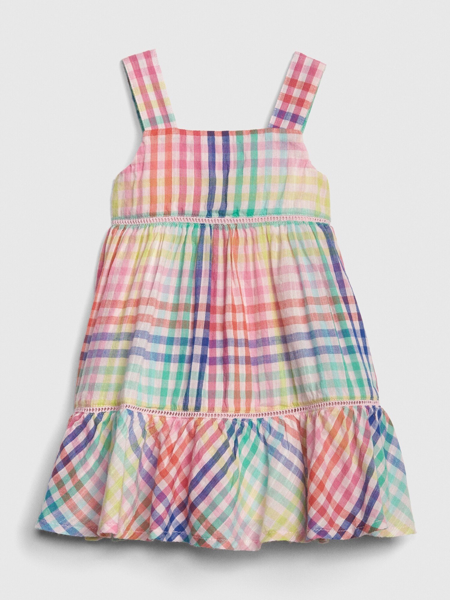 Kız Bebek Ekoseli Kolsuz Elbise product image