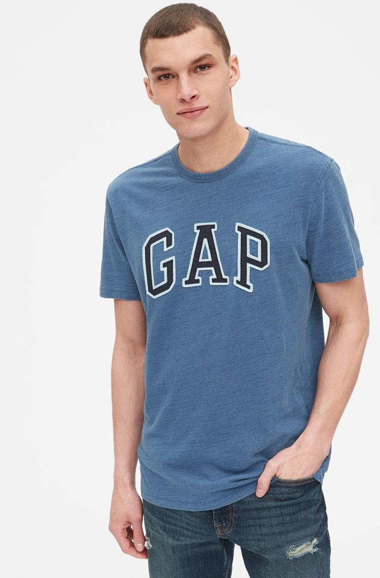  Erkek Gap Logo Indigo Bisiklet Yaka T-Shirt