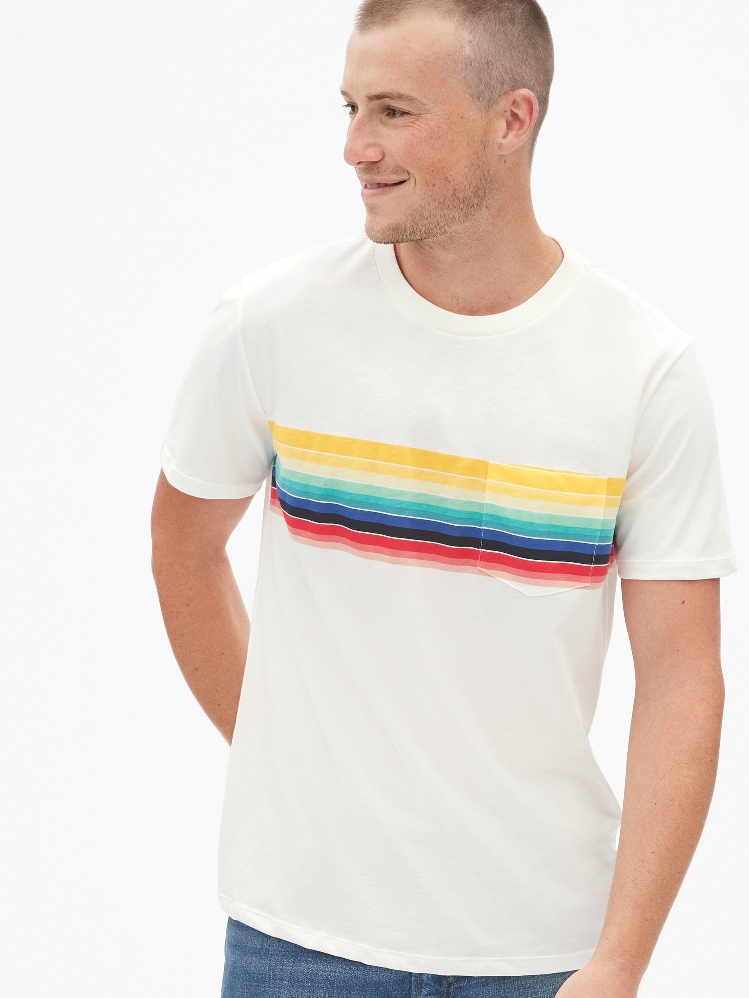 Erkek Çizgili Cepli T-Shirt product image