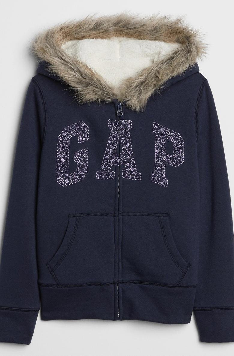  Gap Logo Suni Kürklü Kapüşonlu Sweatshirt