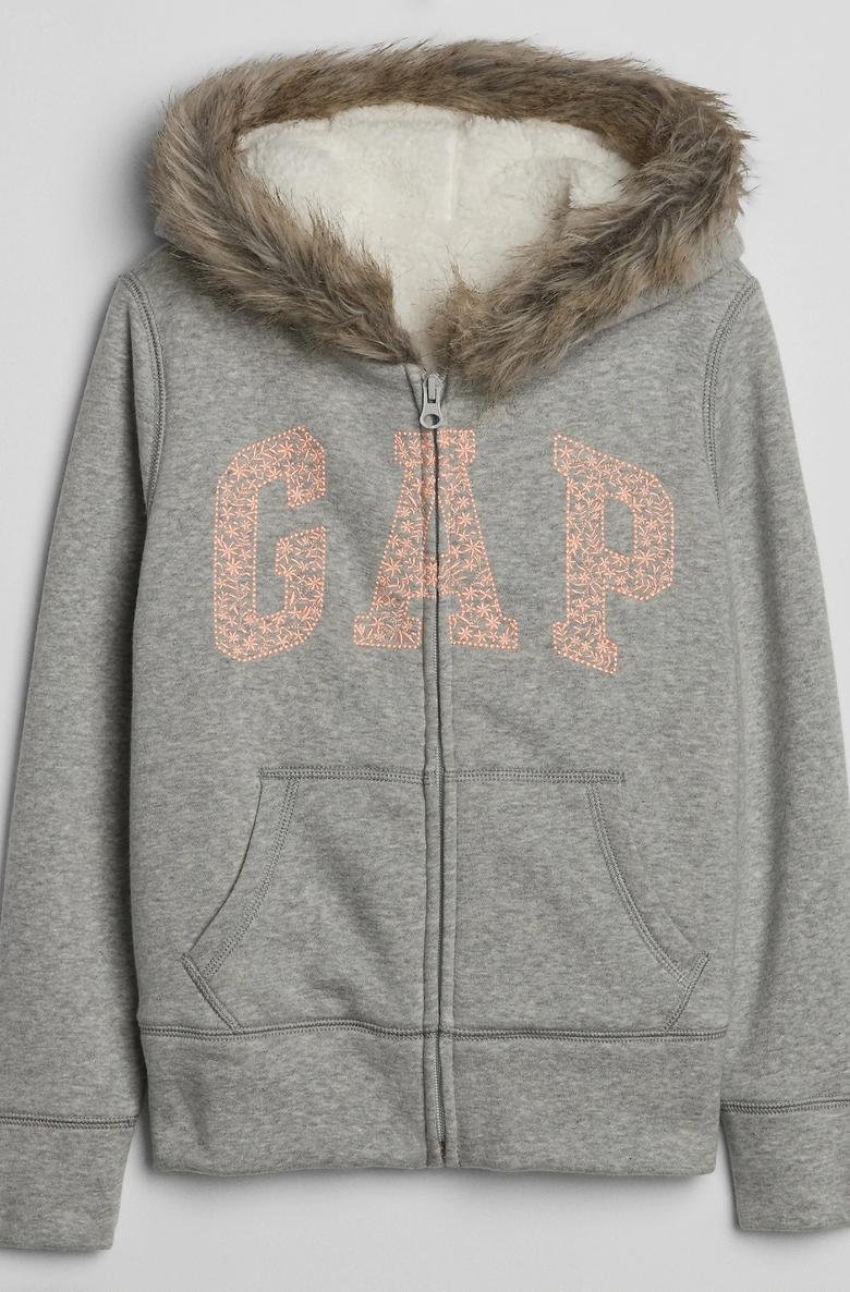  Gap Logo Suni Kürklü Kapüşonlu Sweatshirt