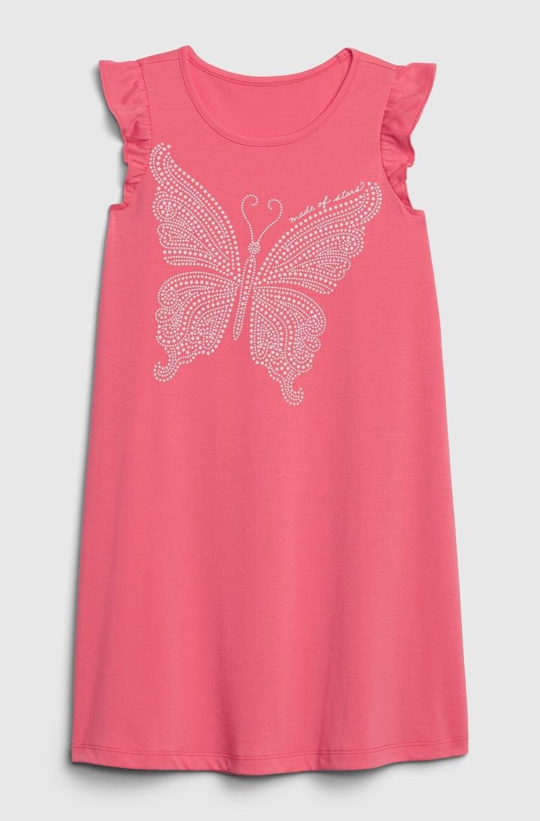  Kelebek Desenli Pijama Elbise