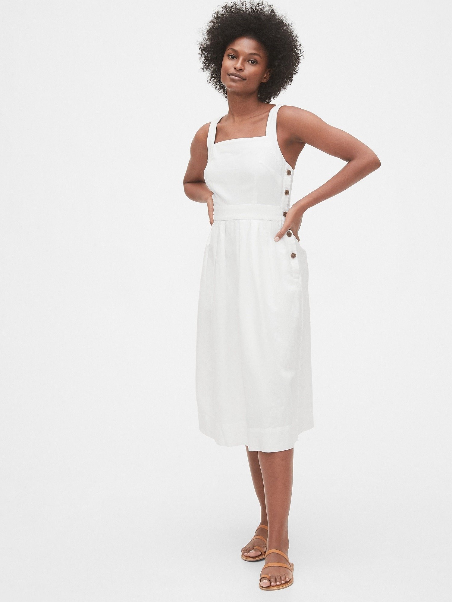 Keten Karışımlı Midi Elbise product image