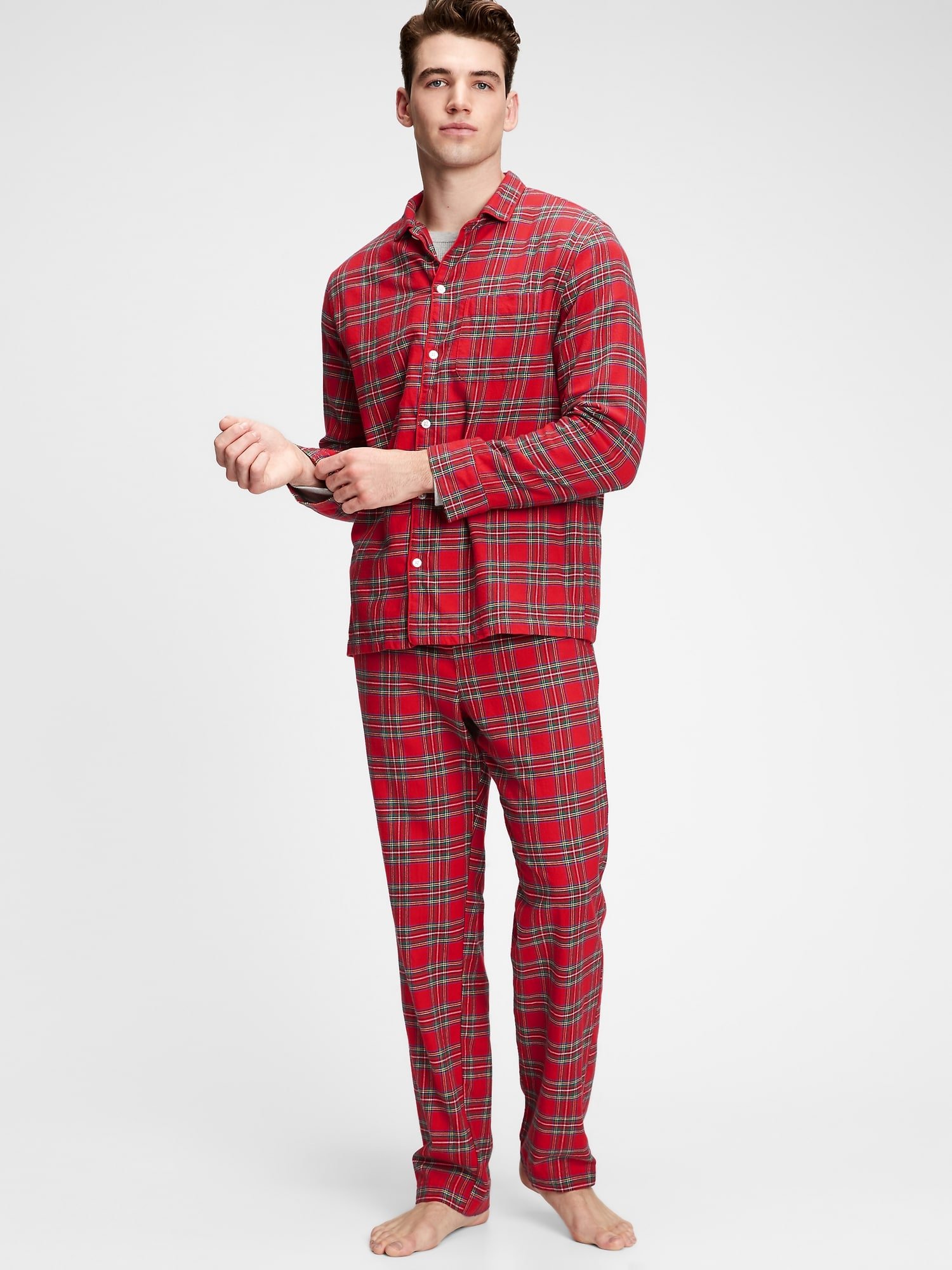 Saf Pamuklu Ekose Pijama Takımı product image