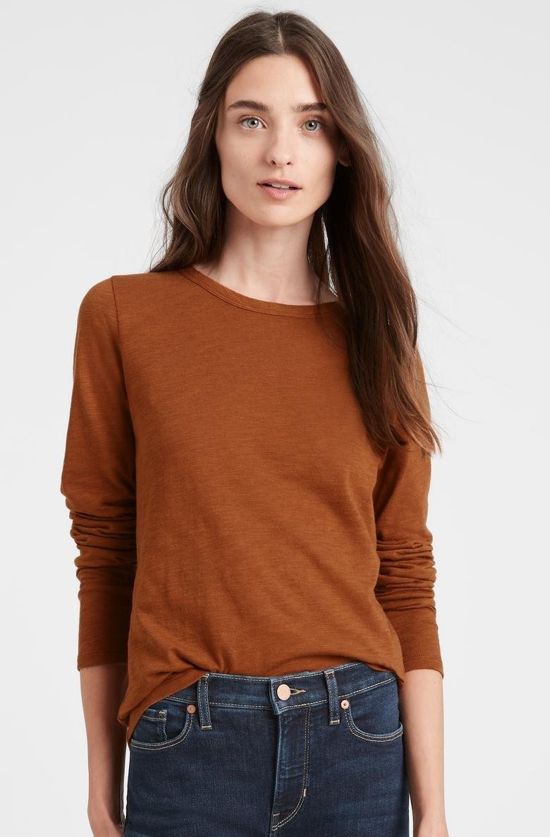  Pamuk-Modal Karışımlı Uzun Kollu T-Shirt
