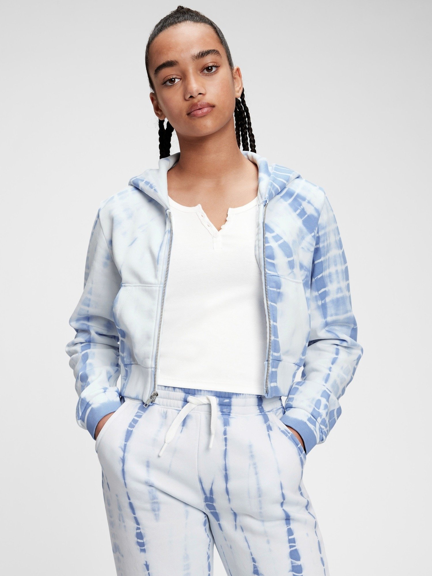 Genç Kız | Teen Batik Desenli Kapüşonlu Sweatshirt product image
