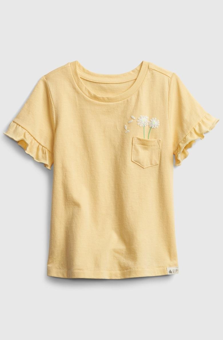  Organik Pamuklu Fırfır Detaylı T-Shirt