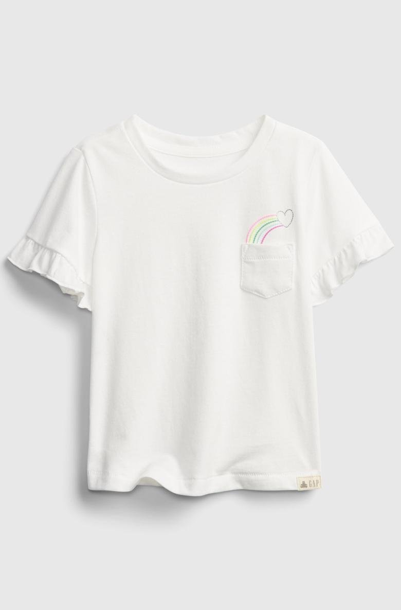  Organik Pamuklu Fırfır Detaylı T-Shirt