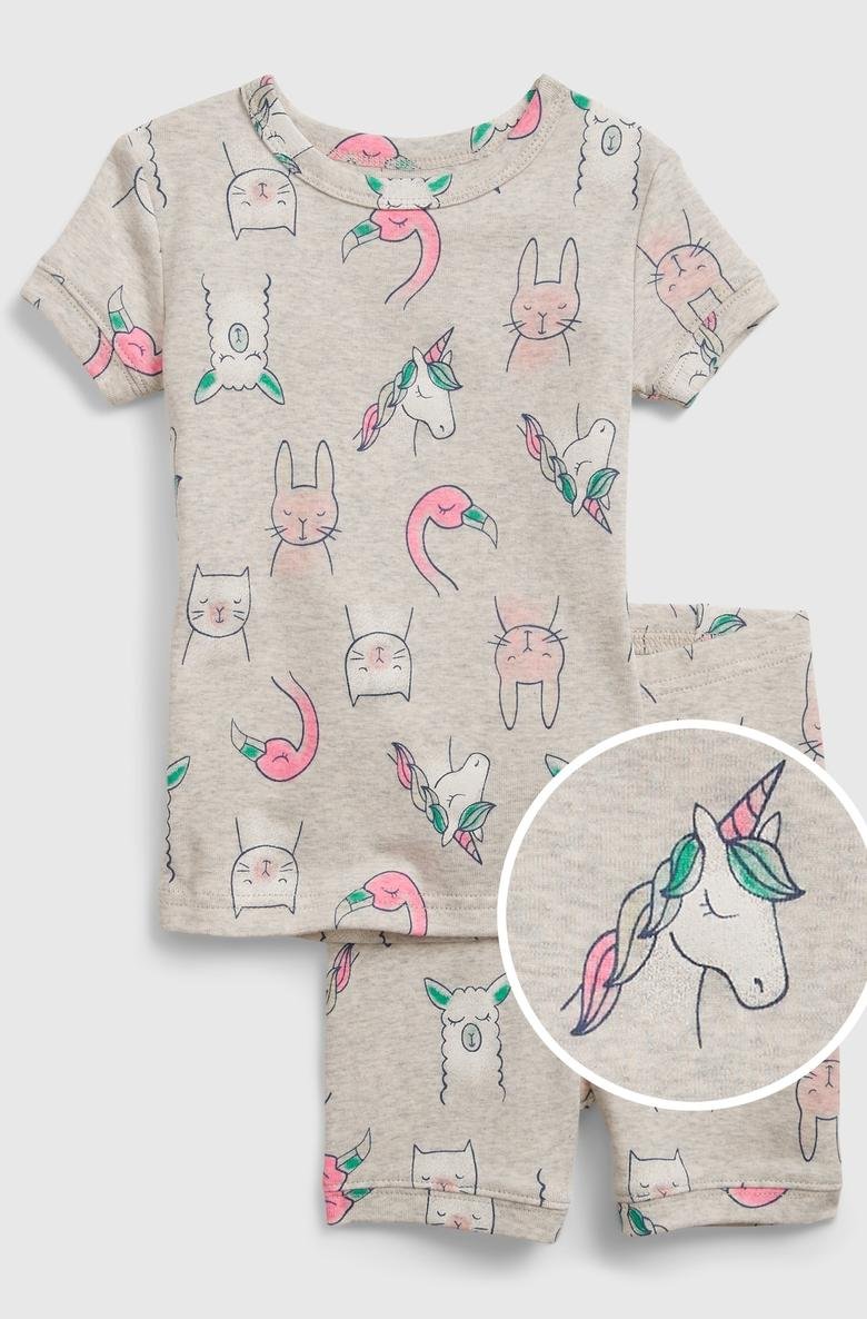  Organik Pamuklu Grafik Desenli Pijama Takımı