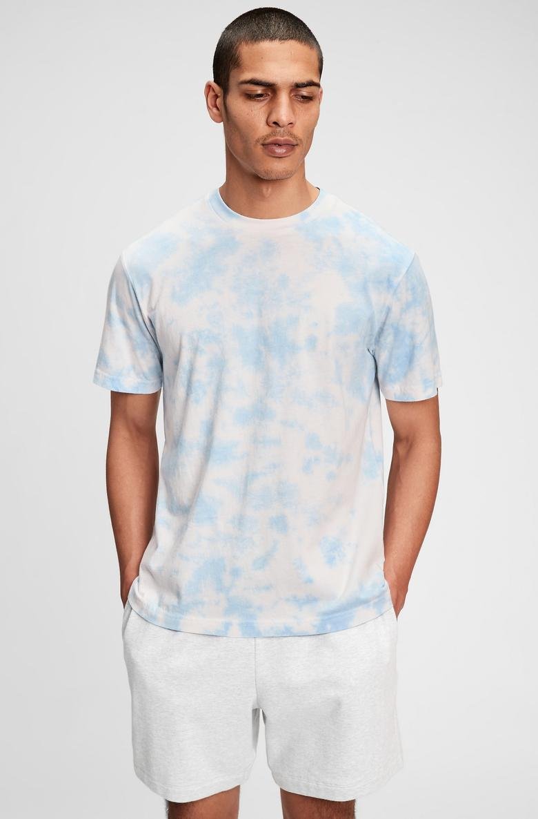 Organik Pamuklu Batik Desenli T-Shirt