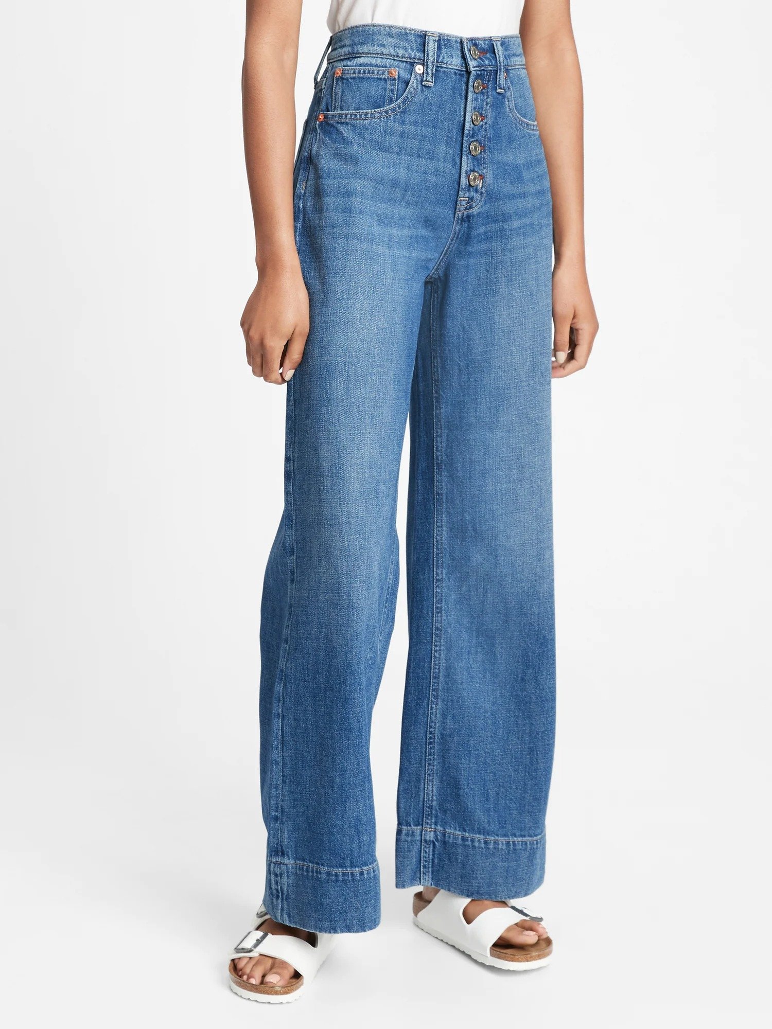 Washwell™ Button-Fly High Rise Wide Leg Jean product image